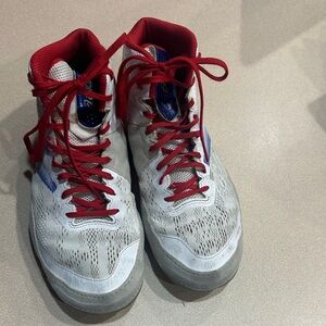 Asics Red and White High-Top Wrestling Shoes